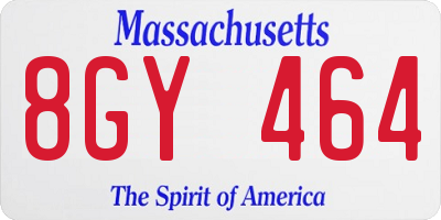 MA license plate 8GY464