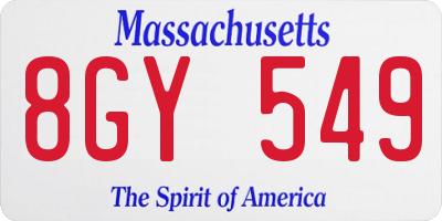 MA license plate 8GY549
