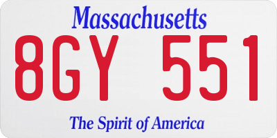 MA license plate 8GY551