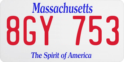 MA license plate 8GY753