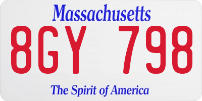 MA license plate 8GY798