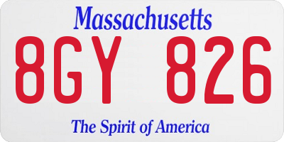 MA license plate 8GY826
