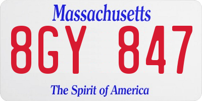 MA license plate 8GY847