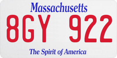 MA license plate 8GY922