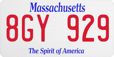MA license plate 8GY929