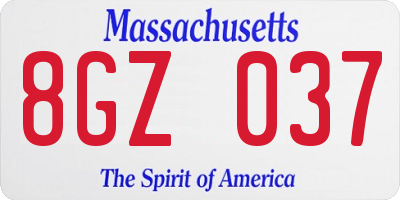 MA license plate 8GZ037
