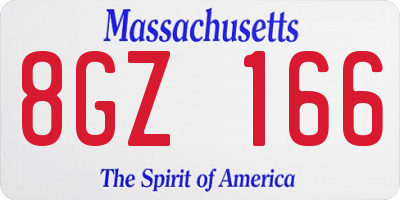 MA license plate 8GZ166