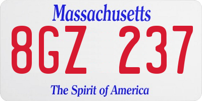 MA license plate 8GZ237