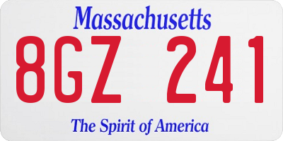 MA license plate 8GZ241