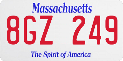 MA license plate 8GZ249