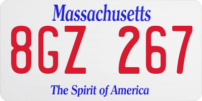 MA license plate 8GZ267