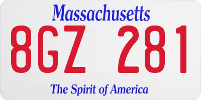 MA license plate 8GZ281