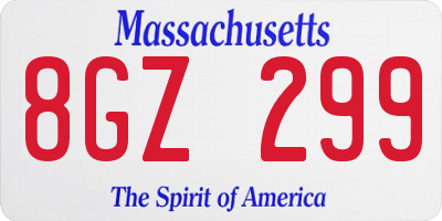 MA license plate 8GZ299