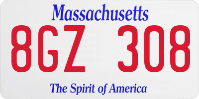 MA license plate 8GZ308