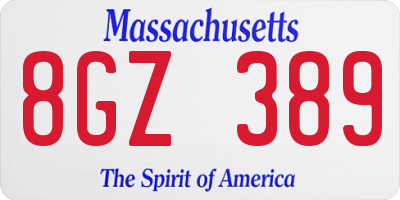MA license plate 8GZ389