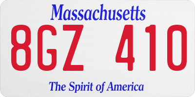 MA license plate 8GZ410
