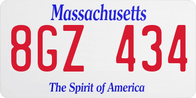 MA license plate 8GZ434