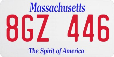 MA license plate 8GZ446