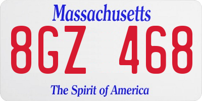 MA license plate 8GZ468