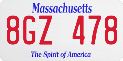 MA license plate 8GZ478