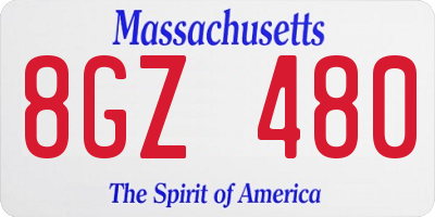 MA license plate 8GZ480