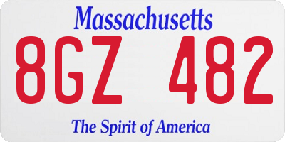 MA license plate 8GZ482