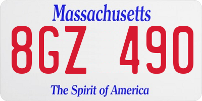 MA license plate 8GZ490