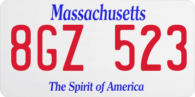 MA license plate 8GZ523