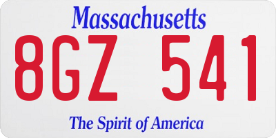 MA license plate 8GZ541