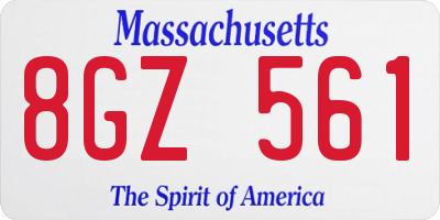 MA license plate 8GZ561