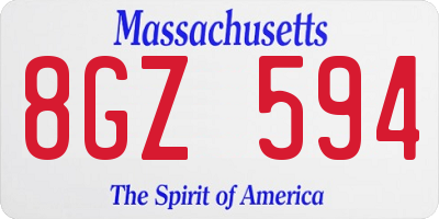MA license plate 8GZ594