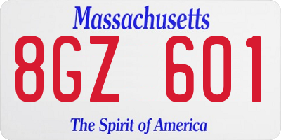 MA license plate 8GZ601