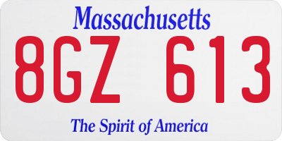 MA license plate 8GZ613