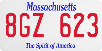 MA license plate 8GZ623