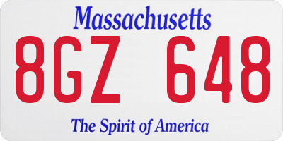 MA license plate 8GZ648