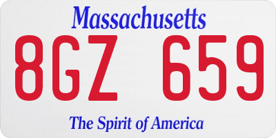 MA license plate 8GZ659