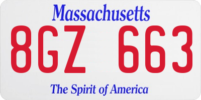 MA license plate 8GZ663