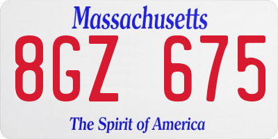 MA license plate 8GZ675