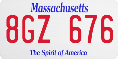 MA license plate 8GZ676