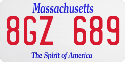 MA license plate 8GZ689