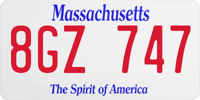 MA license plate 8GZ747