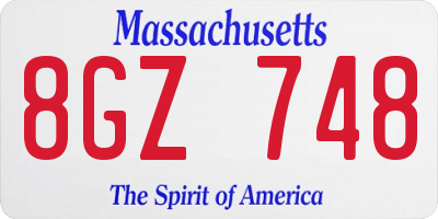 MA license plate 8GZ748