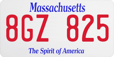 MA license plate 8GZ825