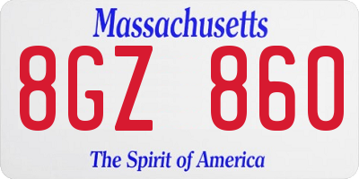 MA license plate 8GZ860