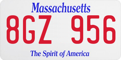 MA license plate 8GZ956
