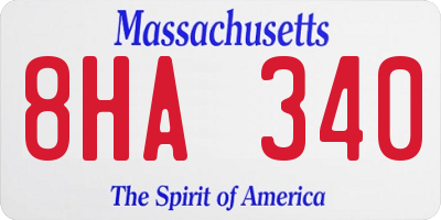 MA license plate 8HA340