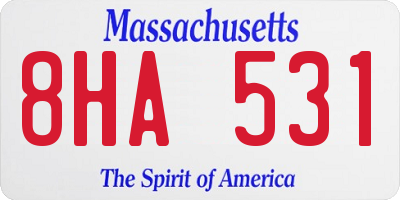 MA license plate 8HA531