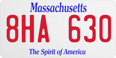 MA license plate 8HA630