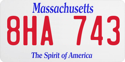 MA license plate 8HA743