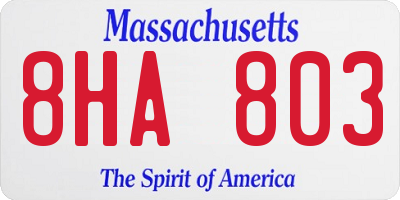 MA license plate 8HA803